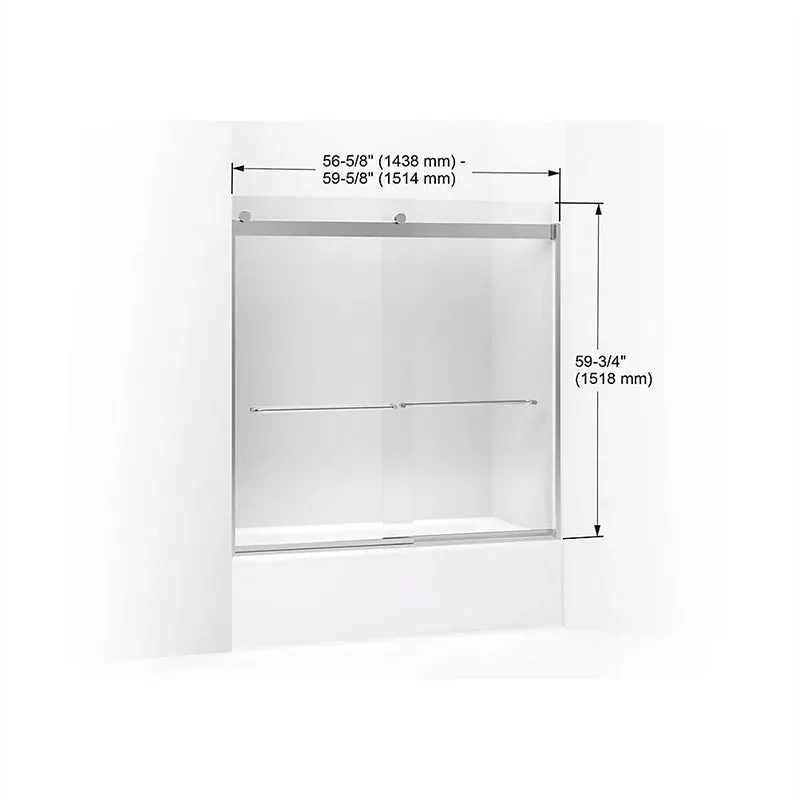 Levity 59.75" Clear Glass Sliding Bath Door in Matte Nickel