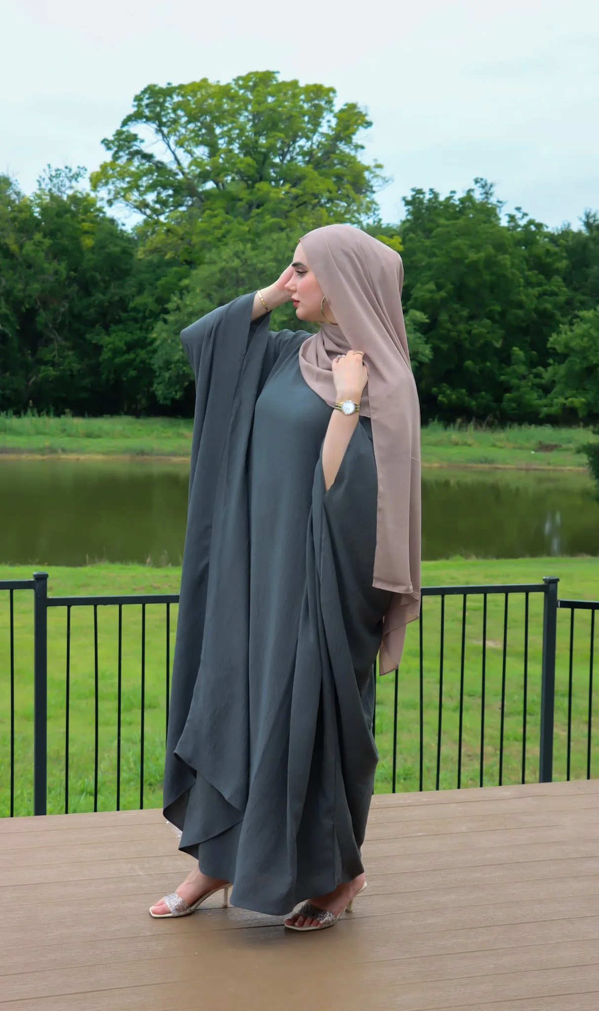 Linen Butterfly Kaftan - Grey