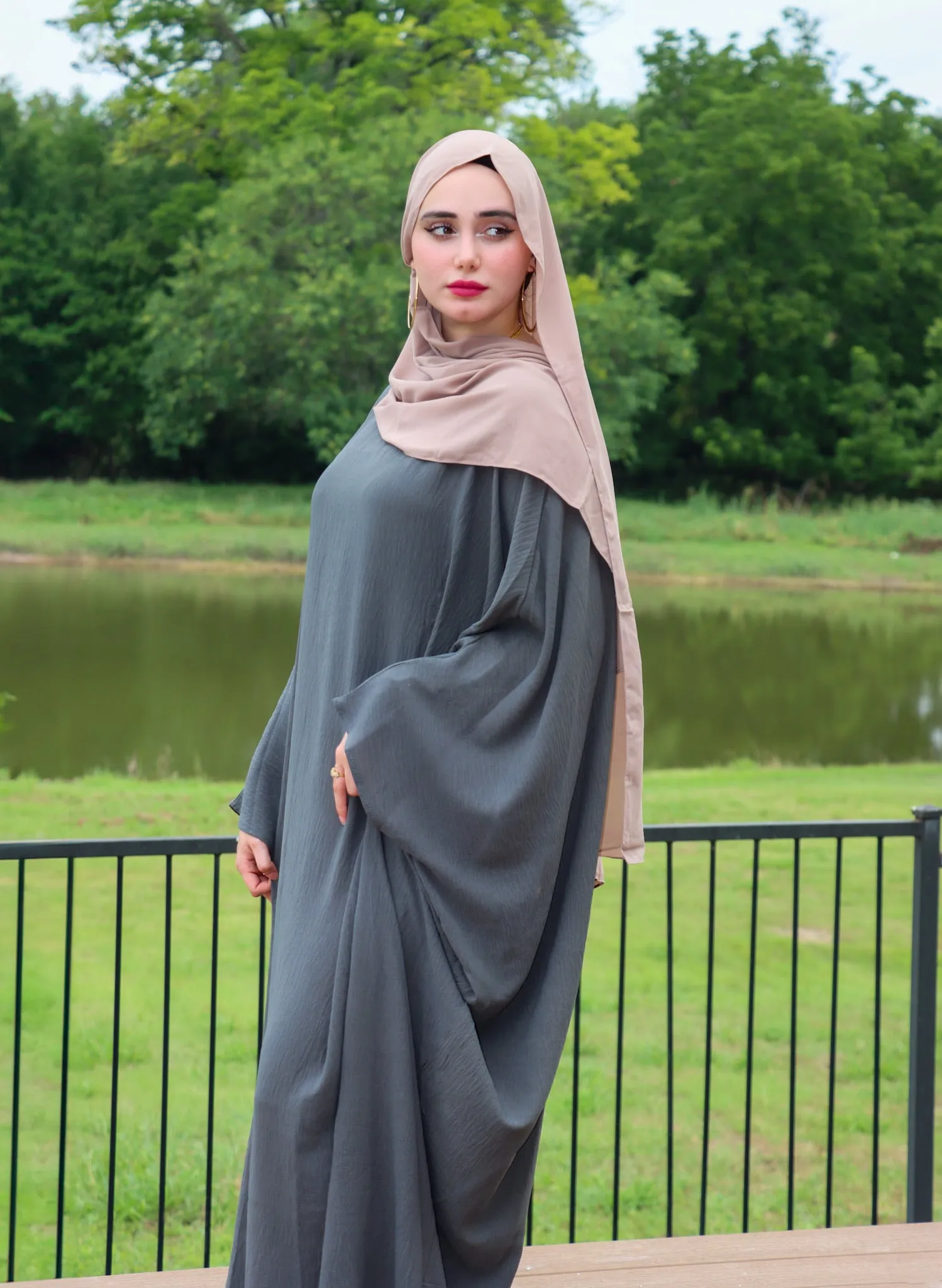 Linen Butterfly Kaftan - Grey