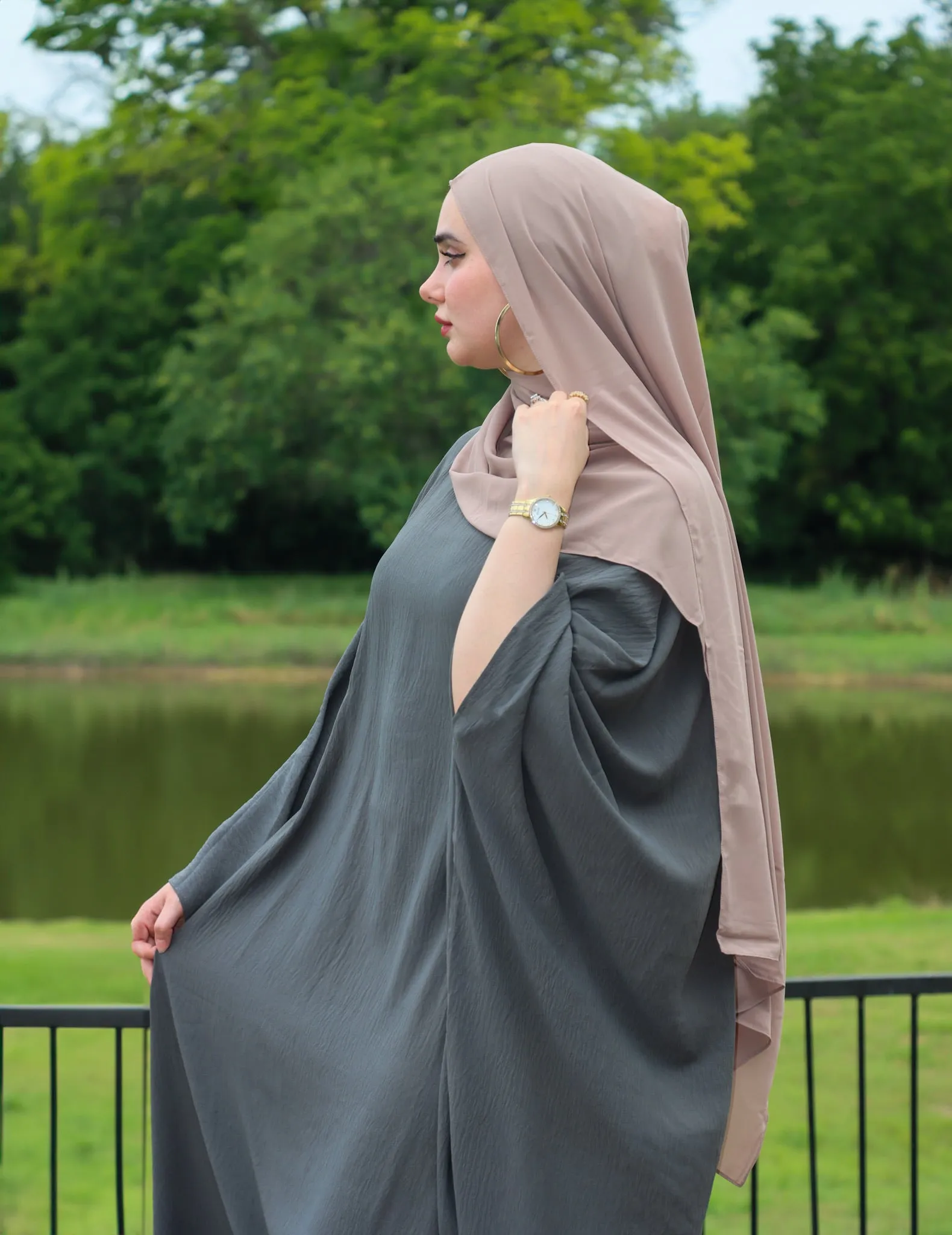 Linen Butterfly Kaftan - Grey