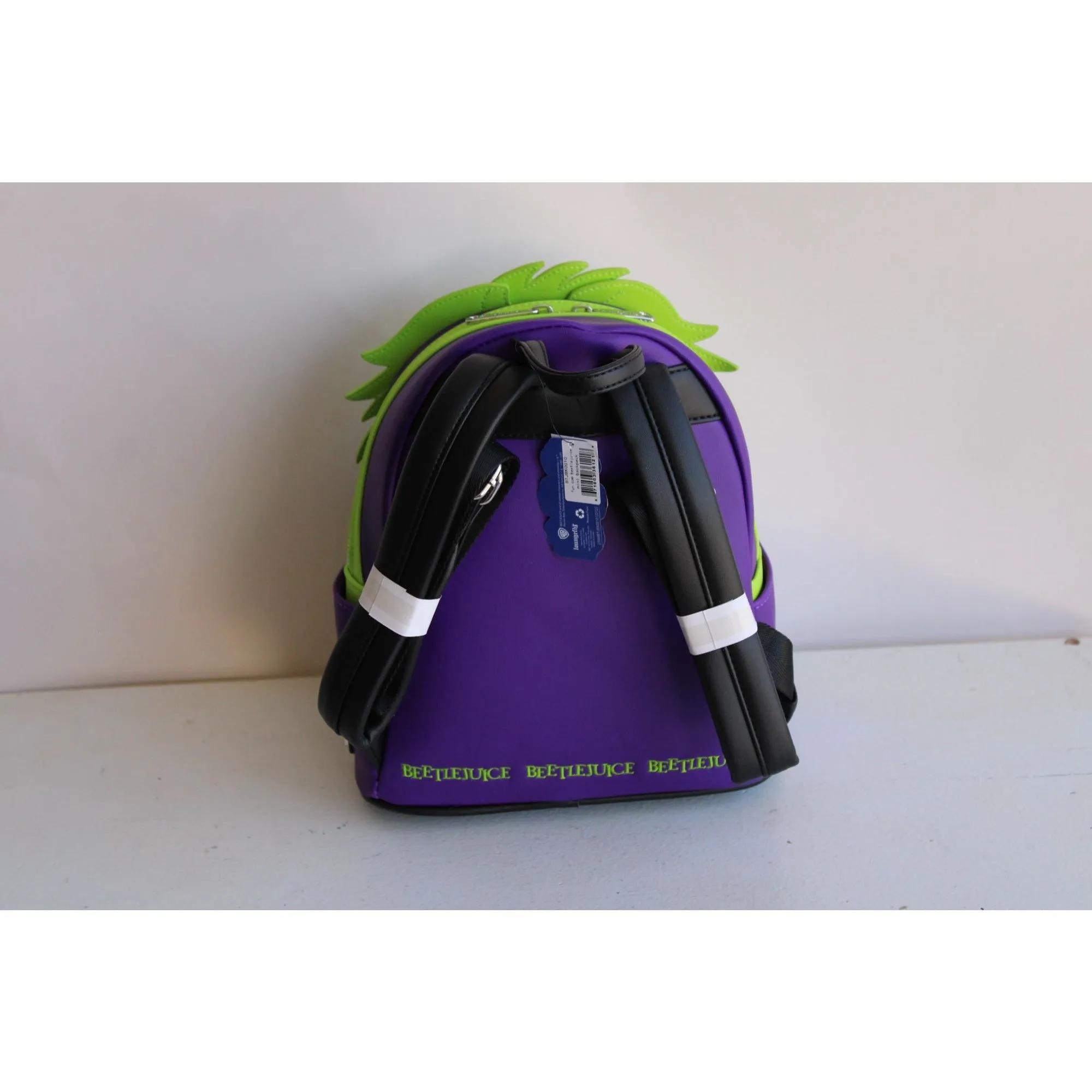 Loungefly Beetlejuice Backpack, New With Tags, Green and Purple, Pockets