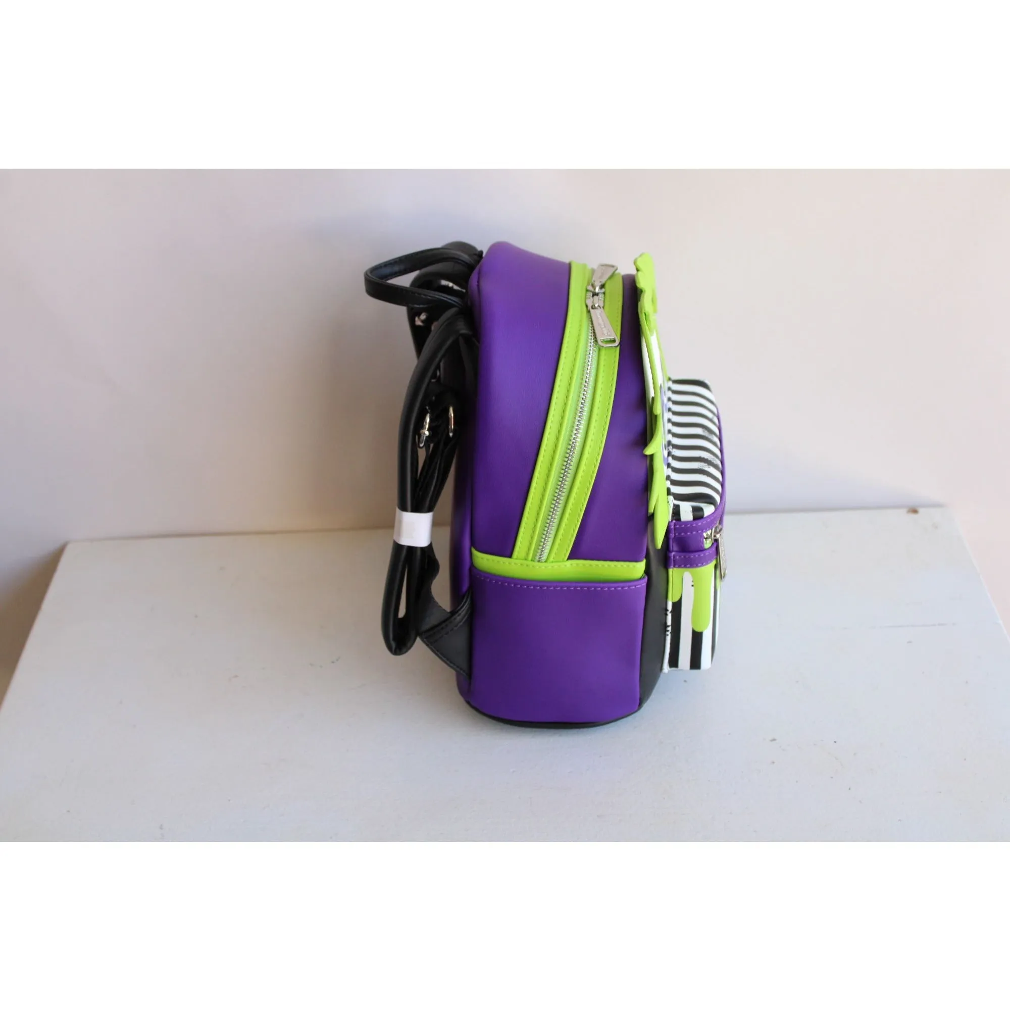 Loungefly Beetlejuice Backpack, New With Tags, Green and Purple, Pockets