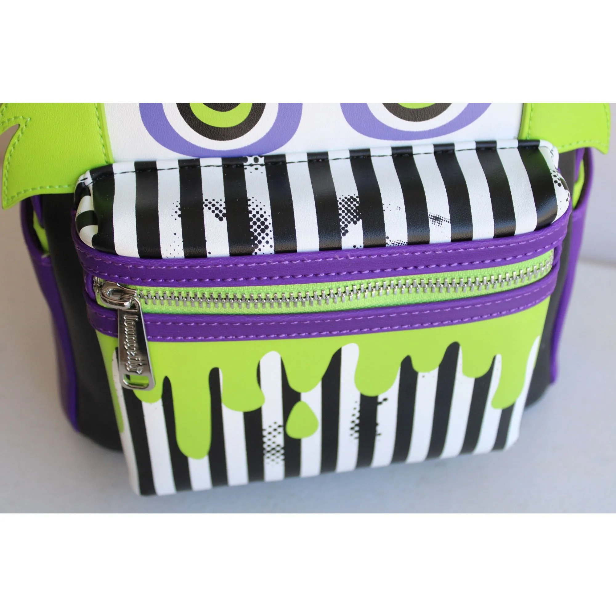 Loungefly Beetlejuice Backpack, New With Tags, Green and Purple, Pockets