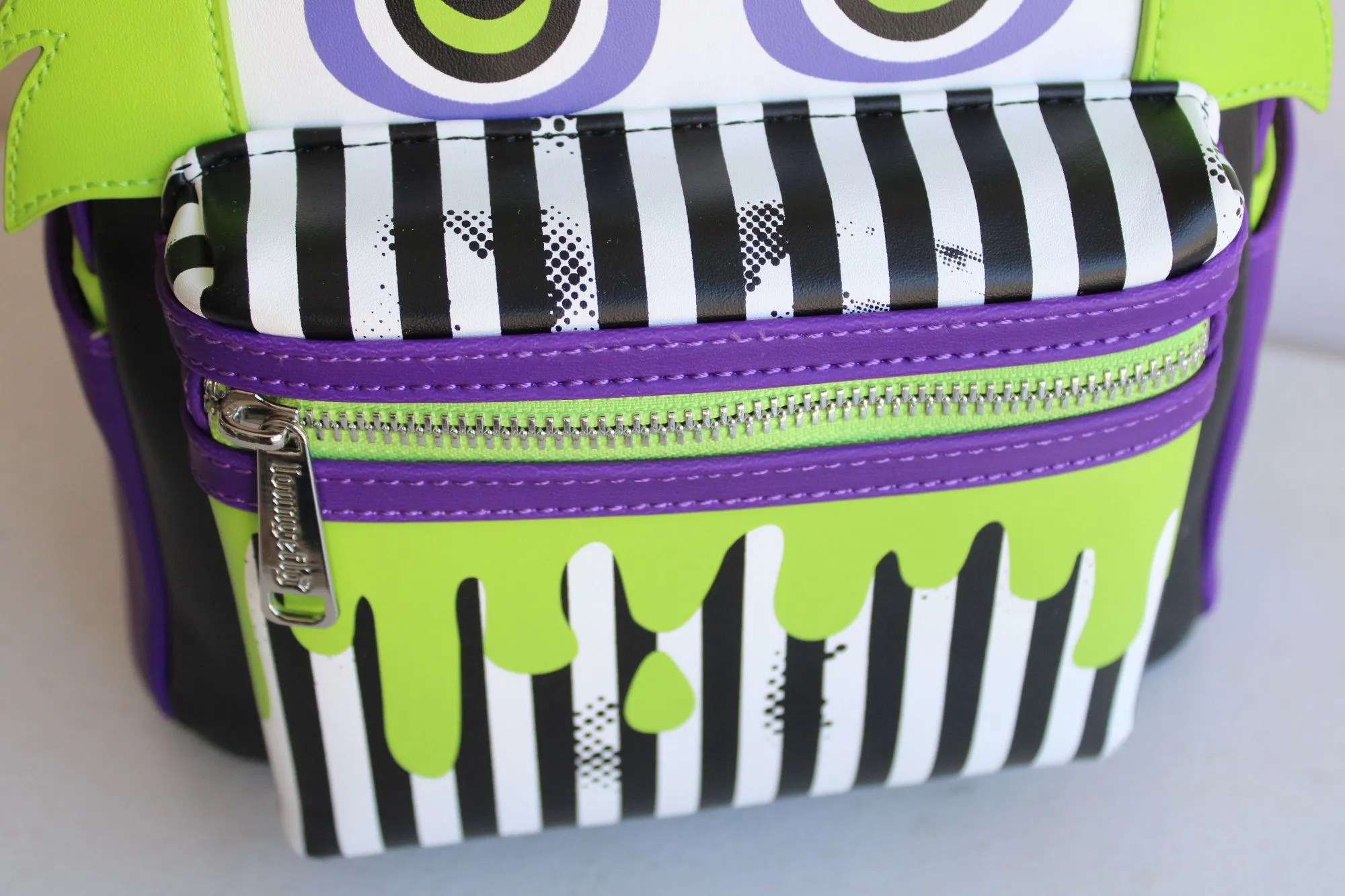 Loungefly Beetlejuice Backpack, New With Tags, Green and Purple, Pockets