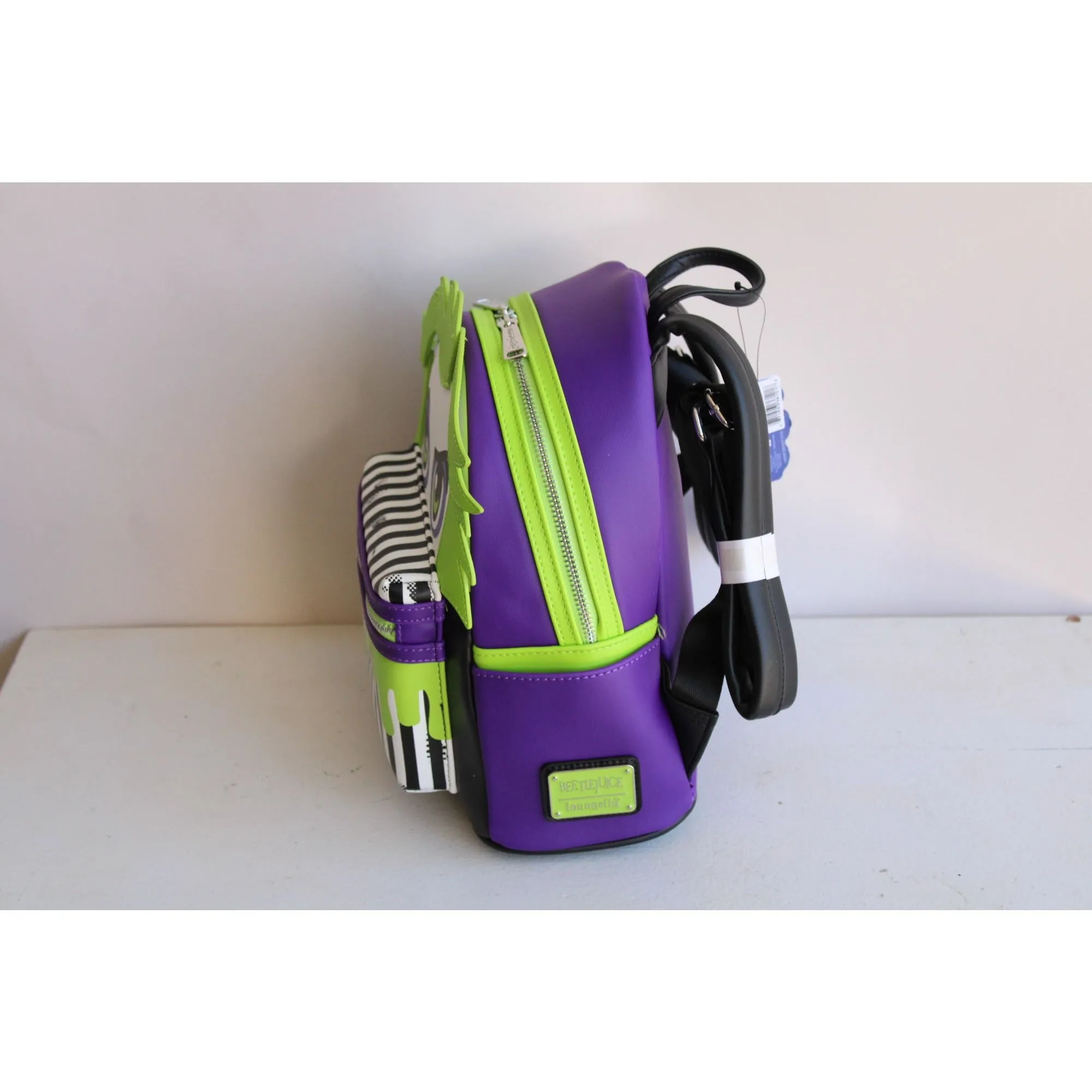 Loungefly Beetlejuice Backpack, New With Tags, Green and Purple, Pockets