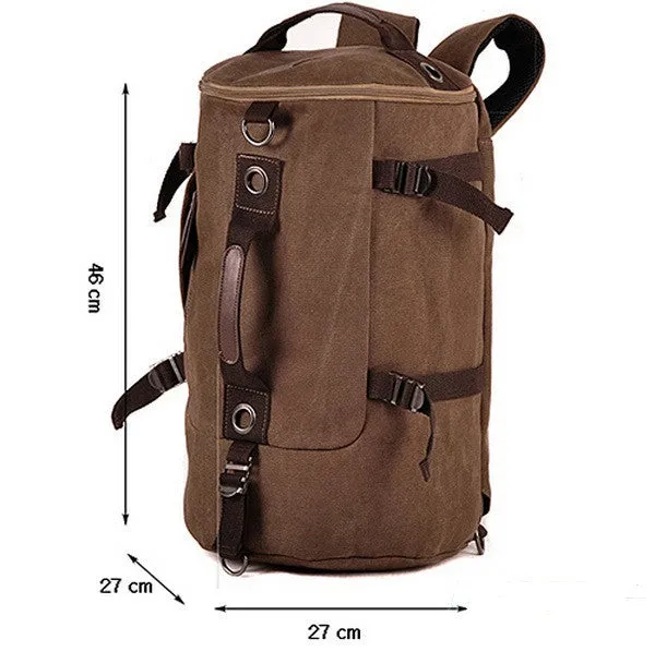 Men's Casual Vintage Canvas Backpack Messenger Rucksack school Satchel Crossbody Outdoor Hiking Camping bag BackPack