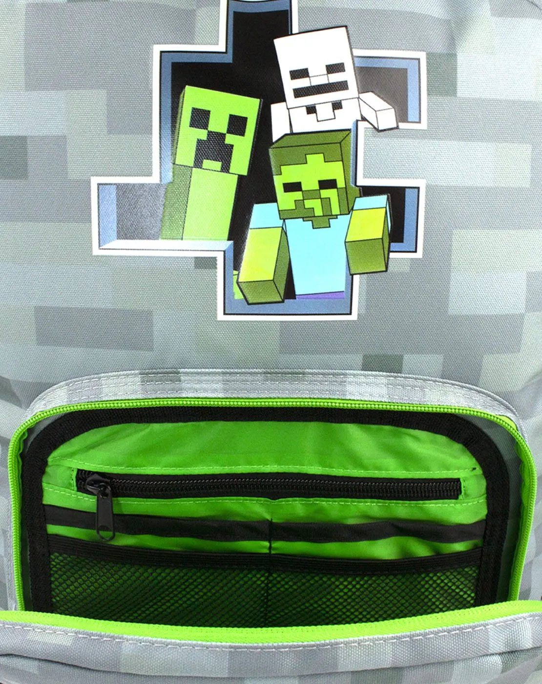 Minecraft Creeper Zombie Skeleton Breakthrough Backpack - Grey