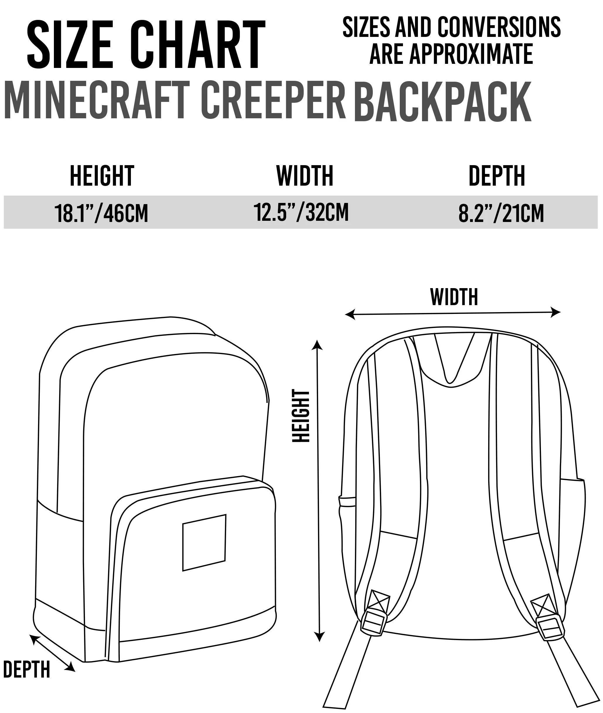 Minecraft Creeper Zombie Skeleton Breakthrough Backpack - Grey