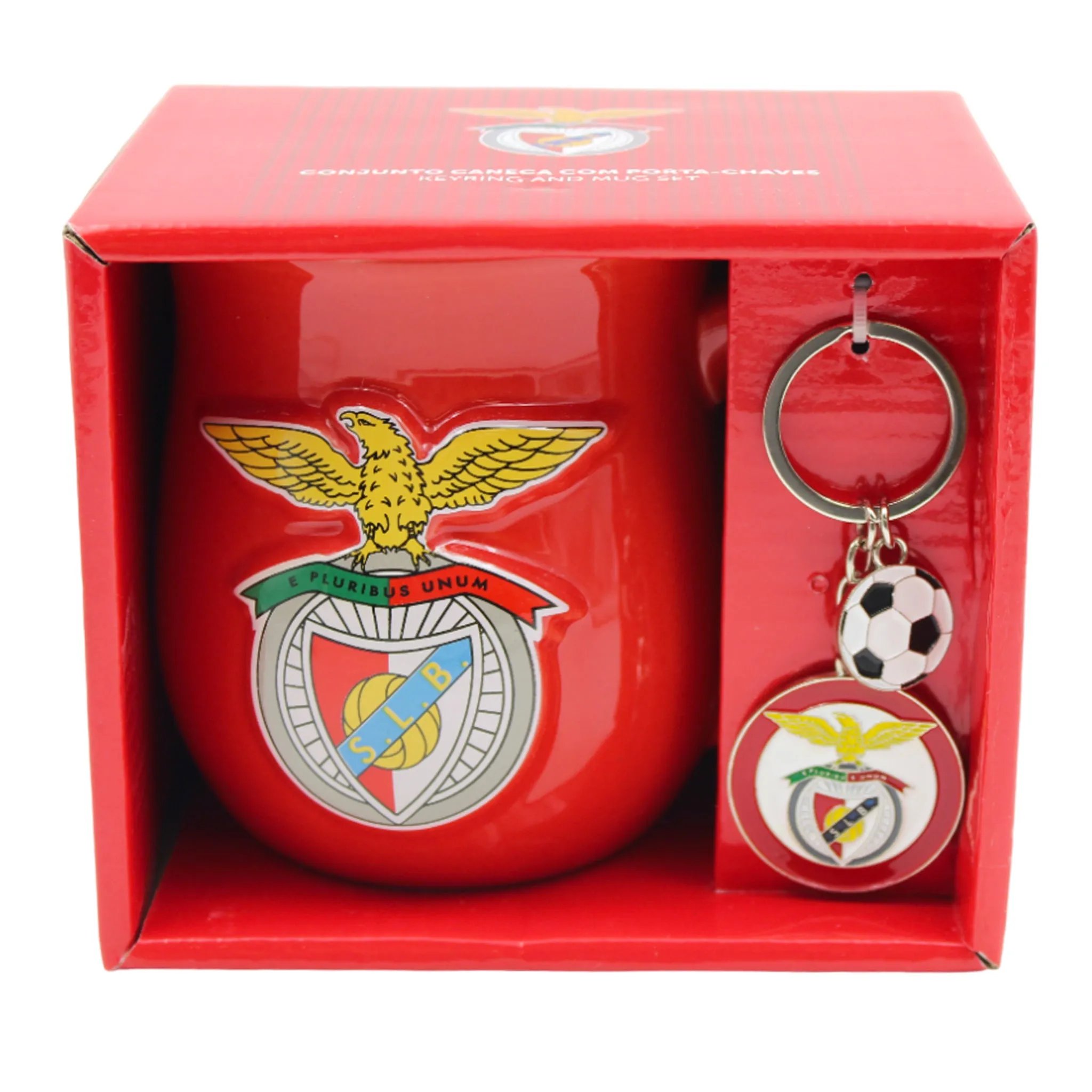 Officially Licensed Benfica Mug and Keychain Set in Gift Box - Red Mug & Keychain with Benfica Logo