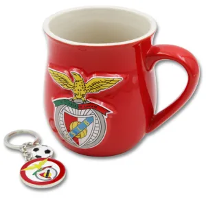 Officially Licensed Benfica Mug and Keychain Set in Gift Box - Red Mug & Keychain with Benfica Logo