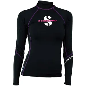 Open Box ScubaPro Womens UPF 80 T-Flex Long Sleeve Rash Guard-Onyx-Medium