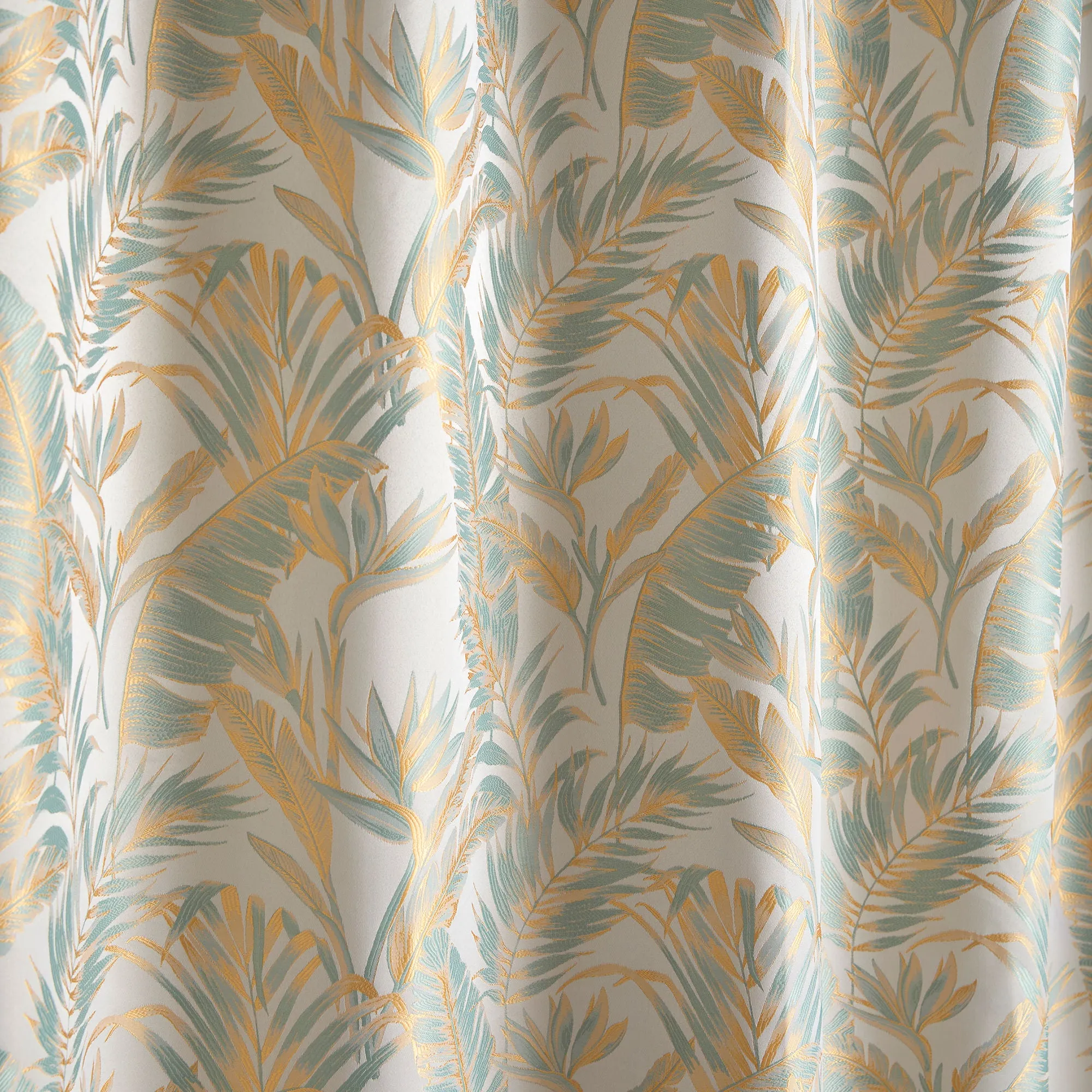 Paradise Palm Pair of Eyelet Curtains by Laurence Llewelyn-Bowen in Duck Egg