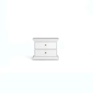 Paris 2 Drawer Nightstand - White