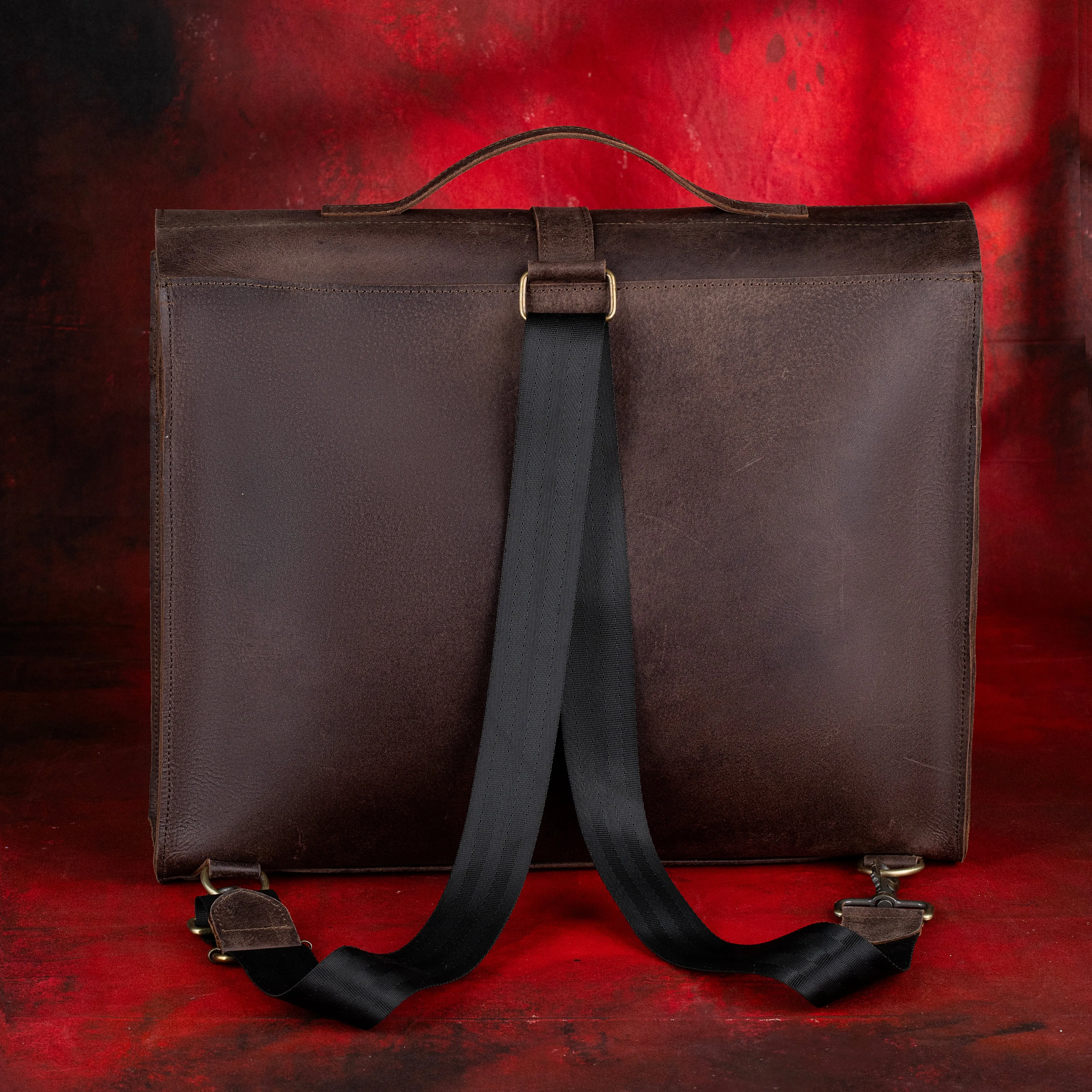 Past Master Blue Lodge California Regulation Briefcase - Genuine Cow Leather Convertible Bag