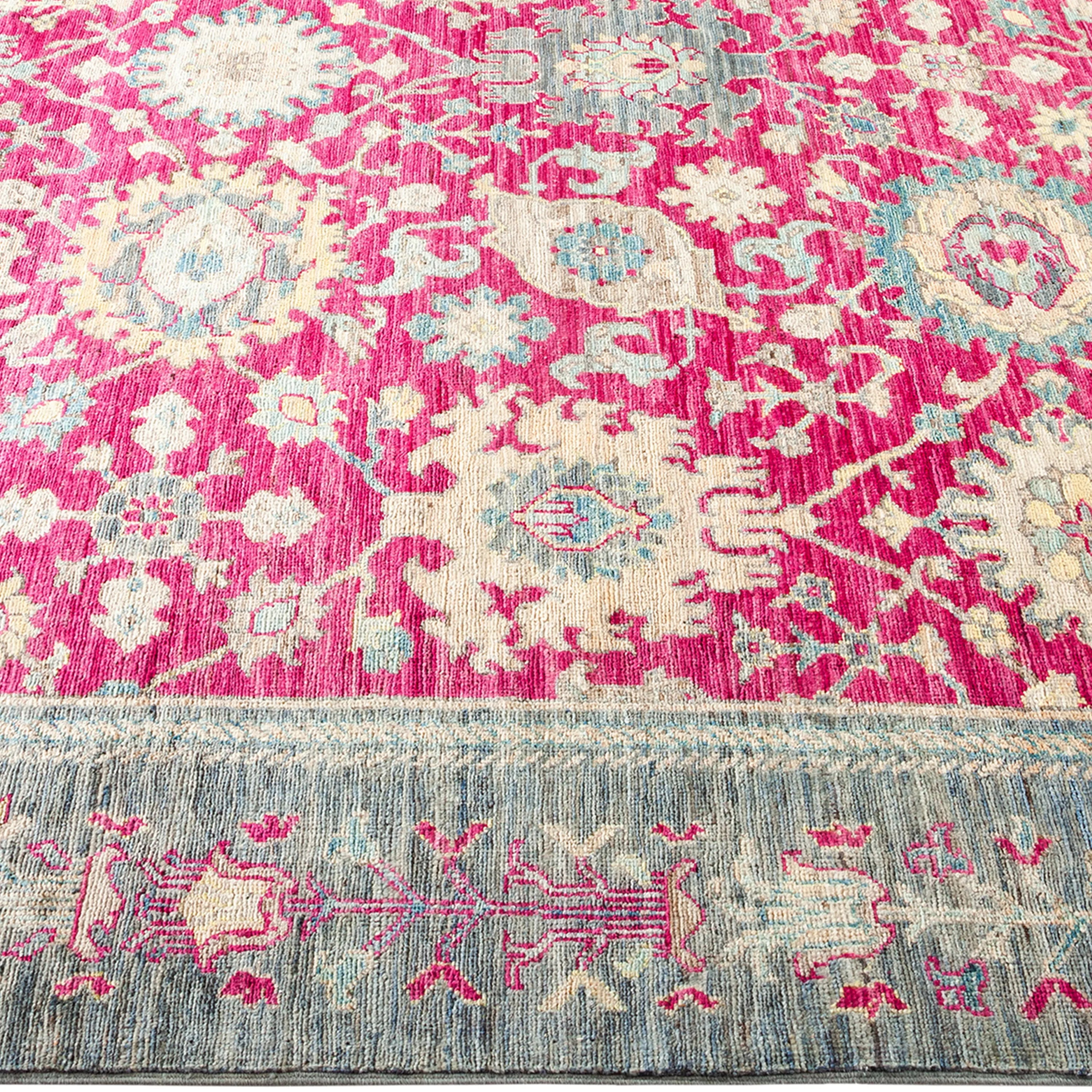 Pink Traditional Serapi Wool Rug - 6'8" x 9'4"