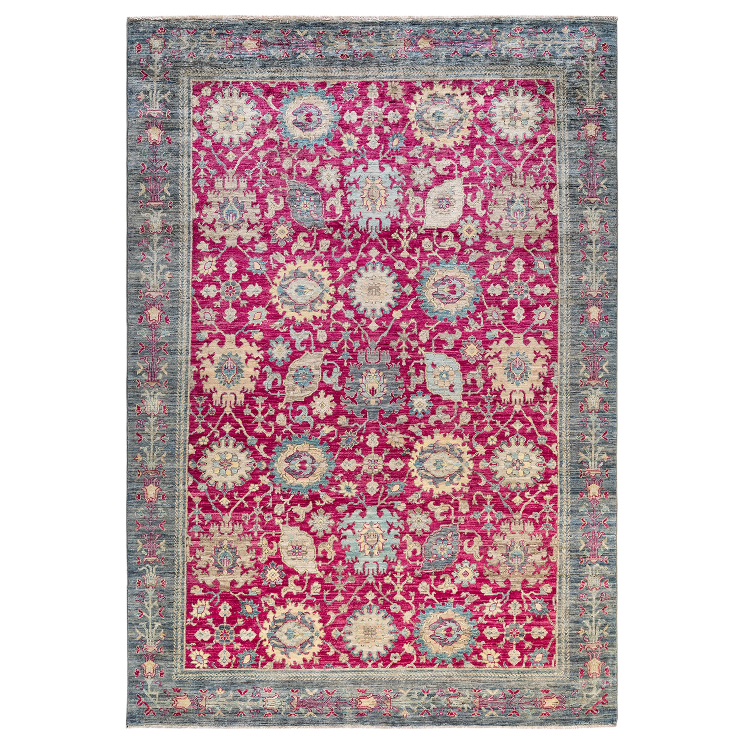 Pink Traditional Serapi Wool Rug - 6'8" x 9'4"