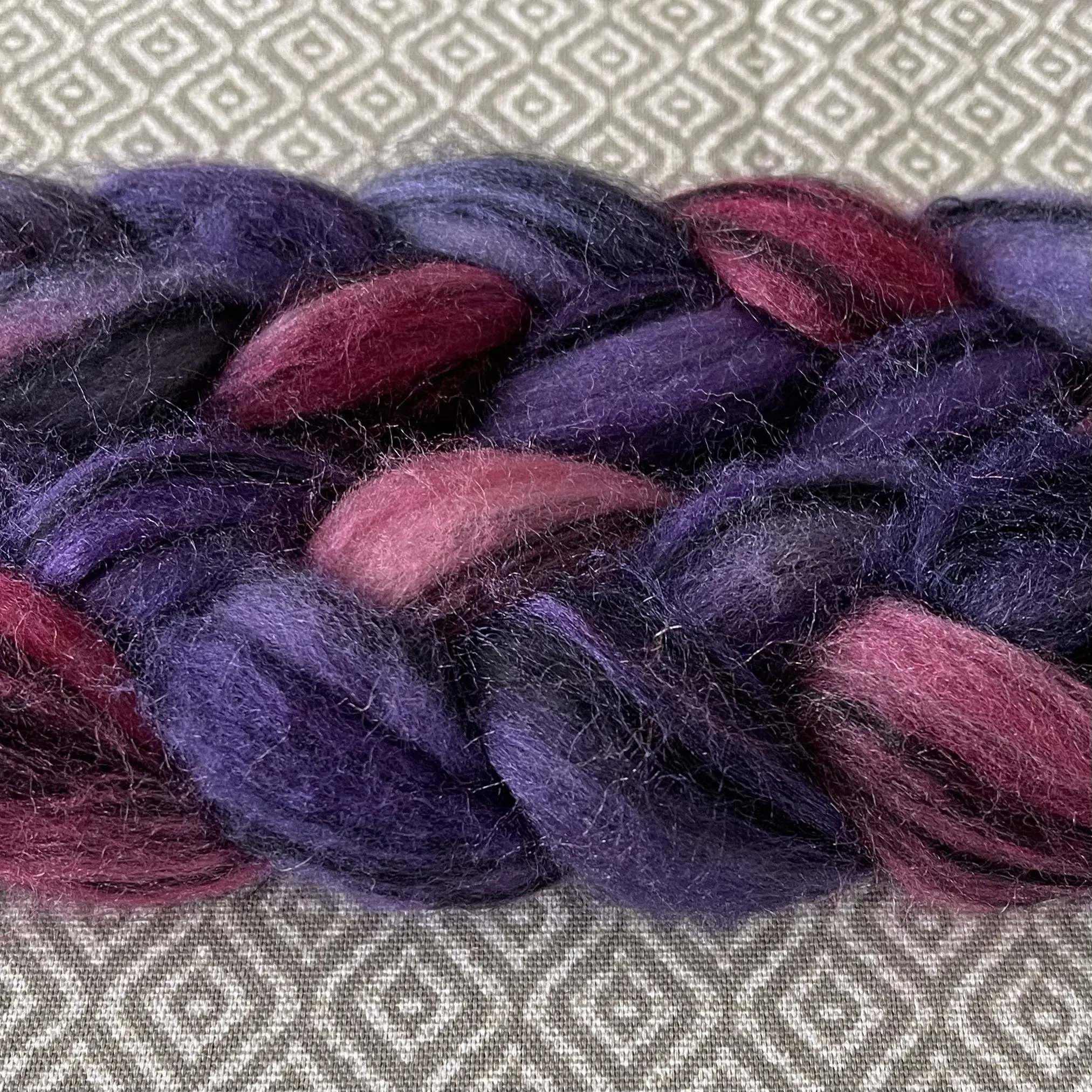 Polwarth Black Bamboo Silk Roving - Meteor Shower