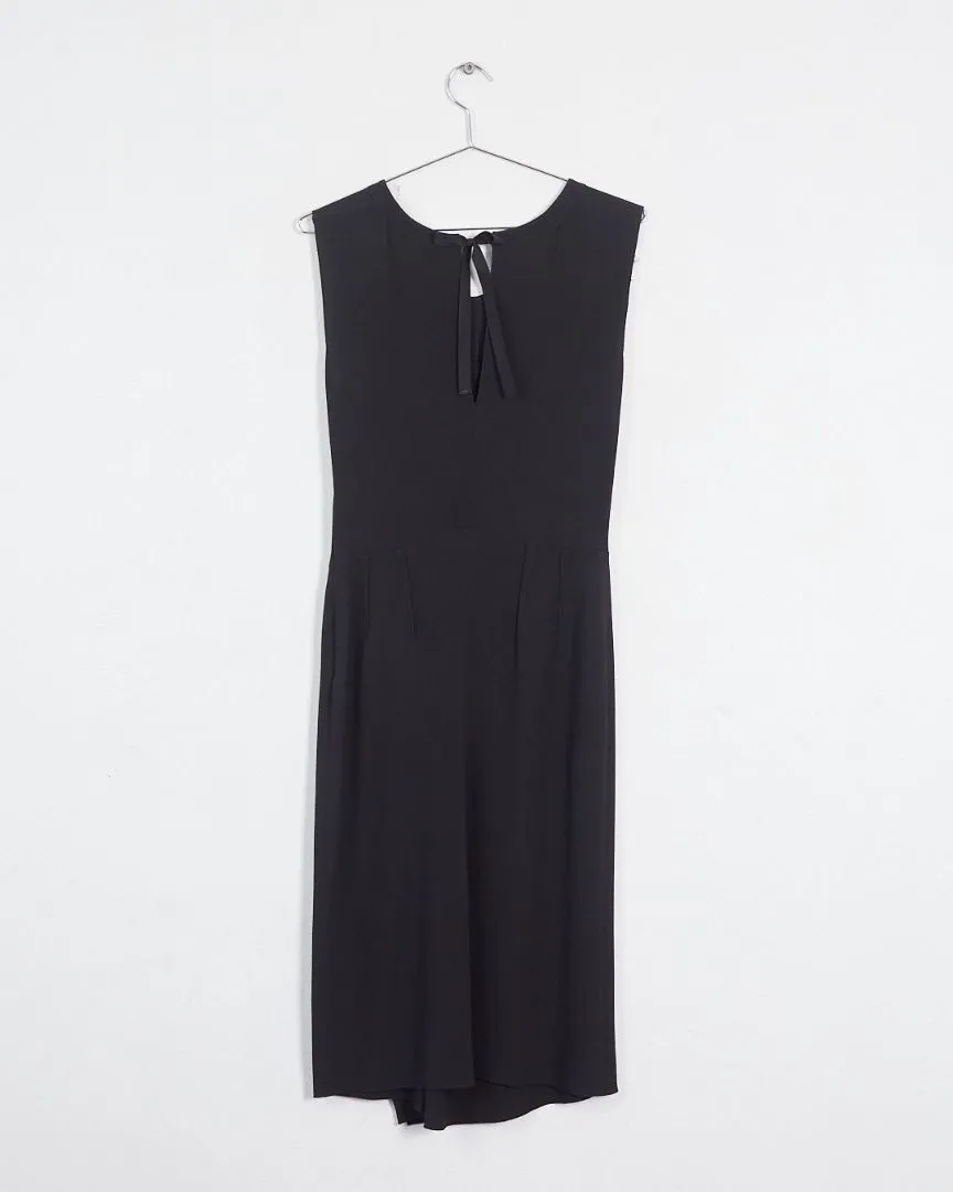 Prada sleeveless drape front midi dress, black, 12