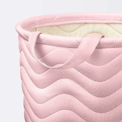 Quilted Fabric Large Round Storage  Basket - Light Pink - Cloud Island