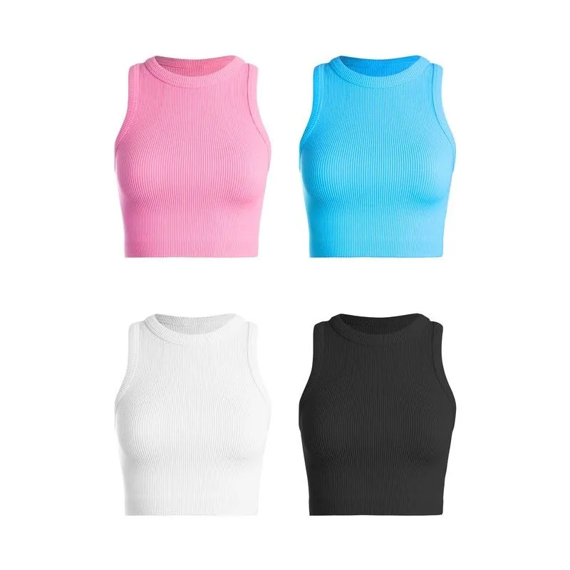 Racerback Ribbed Cropped Super Stretch Tank