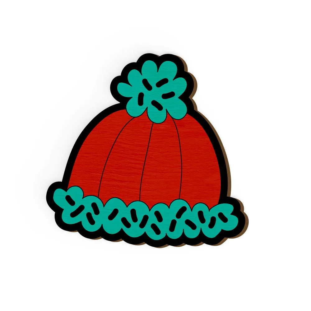 Red Cap Hand Painted Wooden Pin