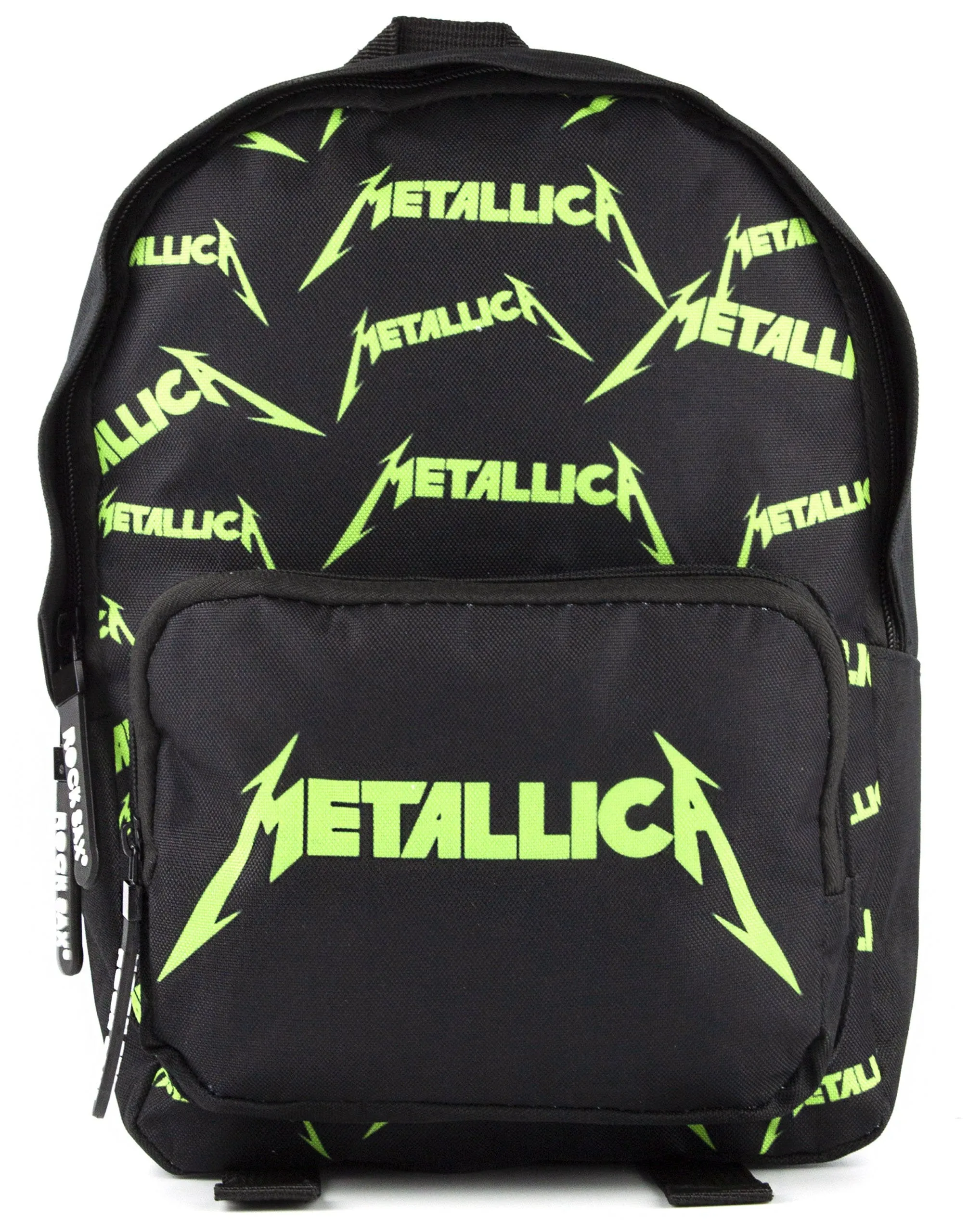 Rock Sax Metallica Green Logo Print Kids Backpack