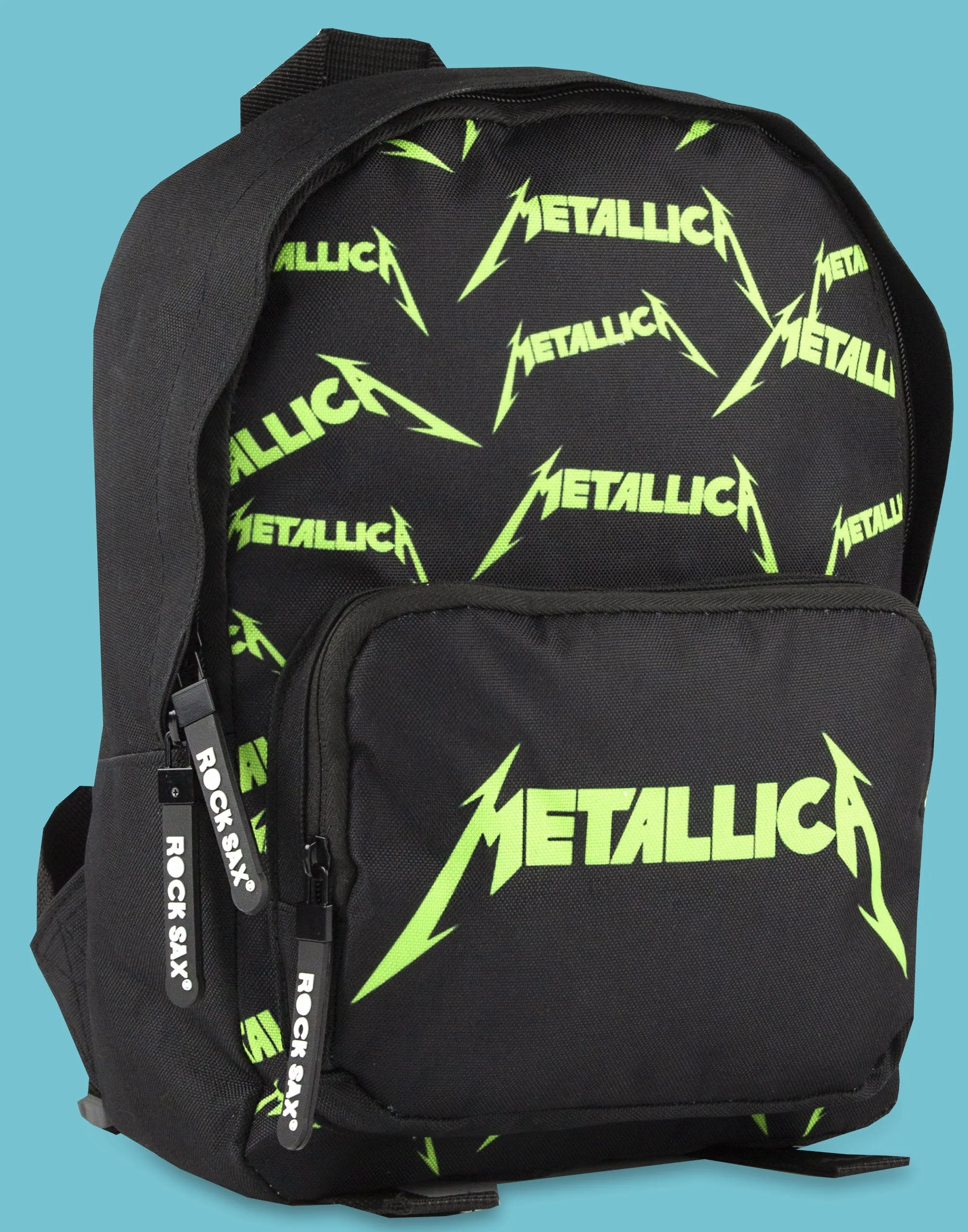 Rock Sax Metallica Green Logo Print Kids Backpack