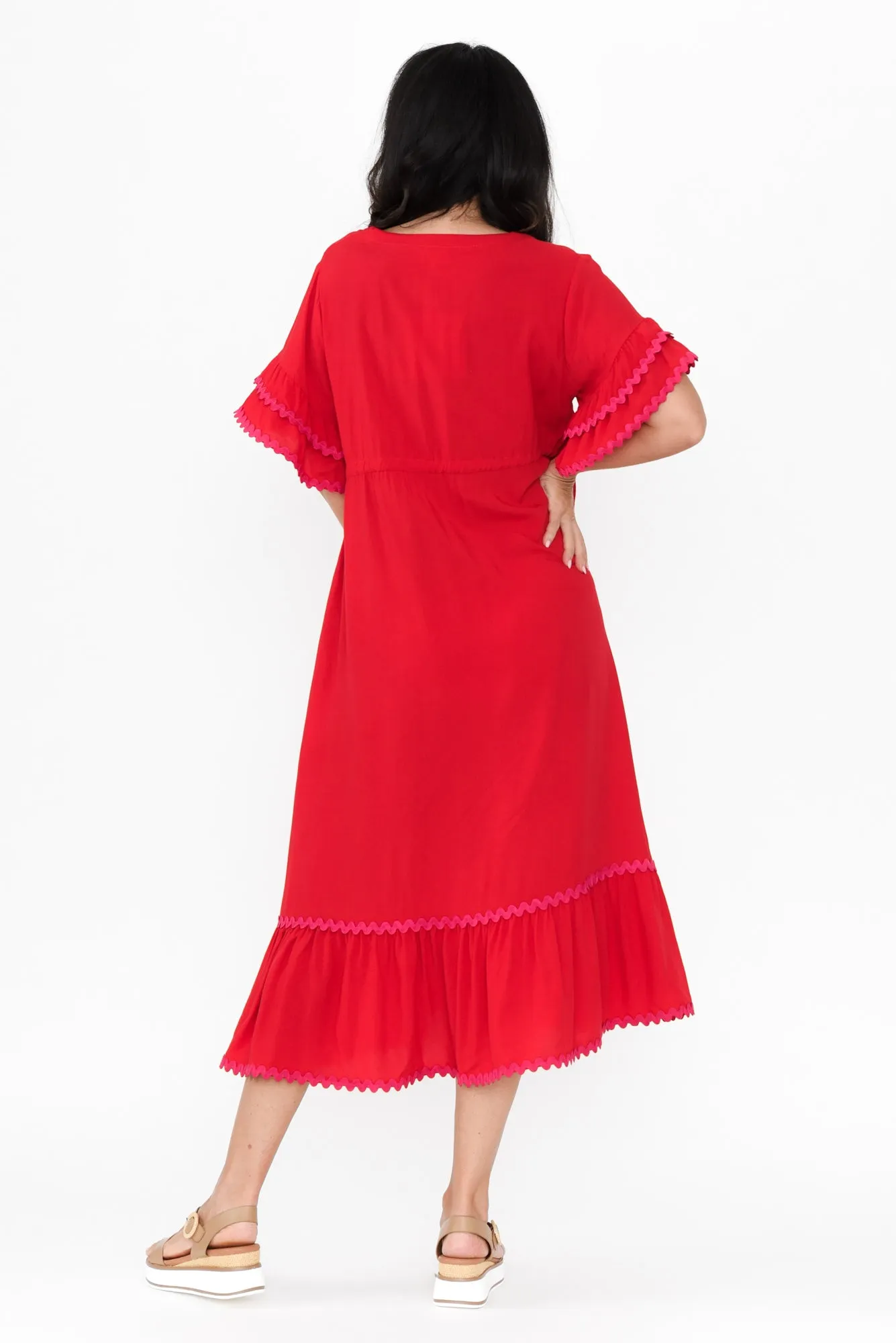 Rosemarie Red Frill Dress