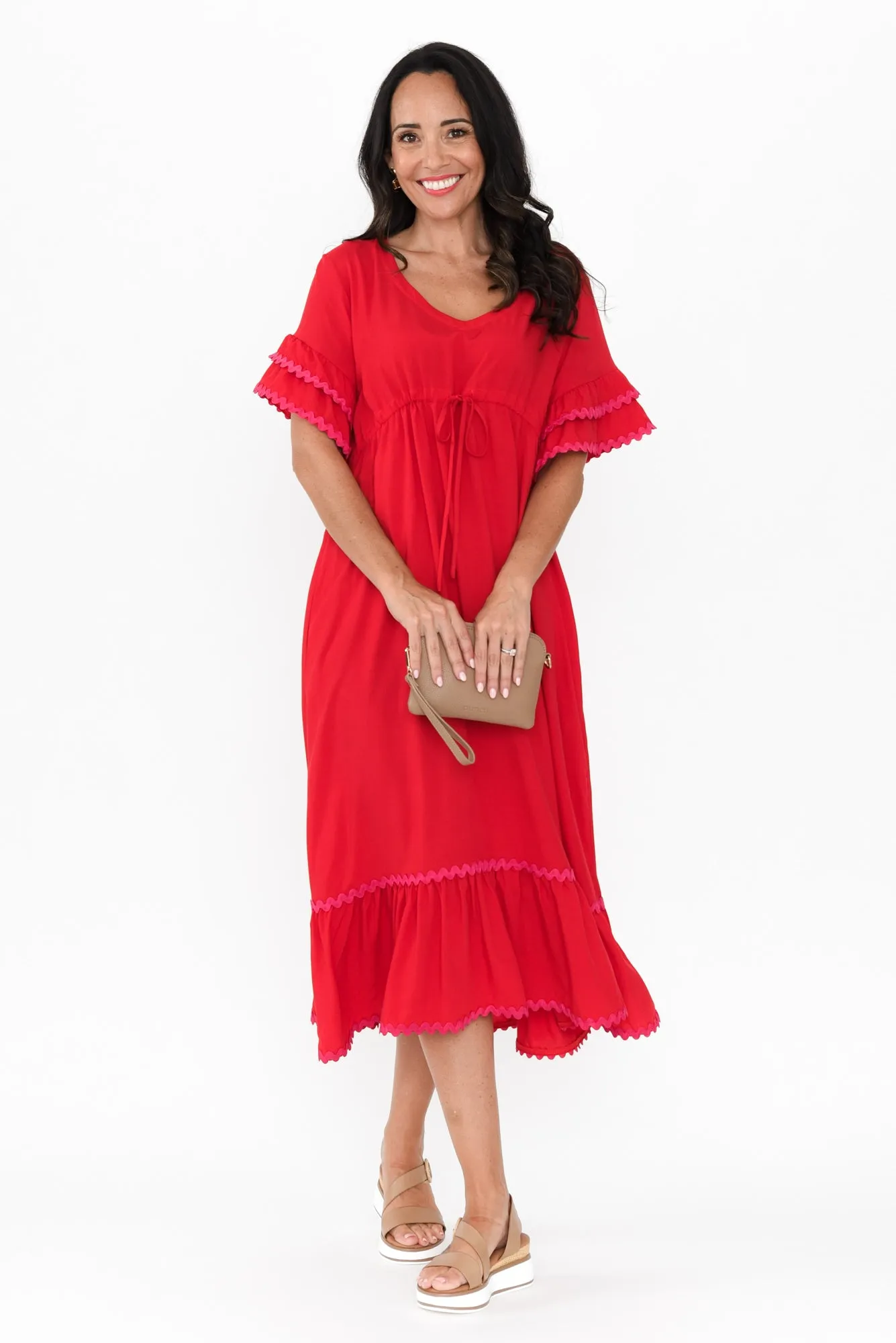 Rosemarie Red Frill Dress