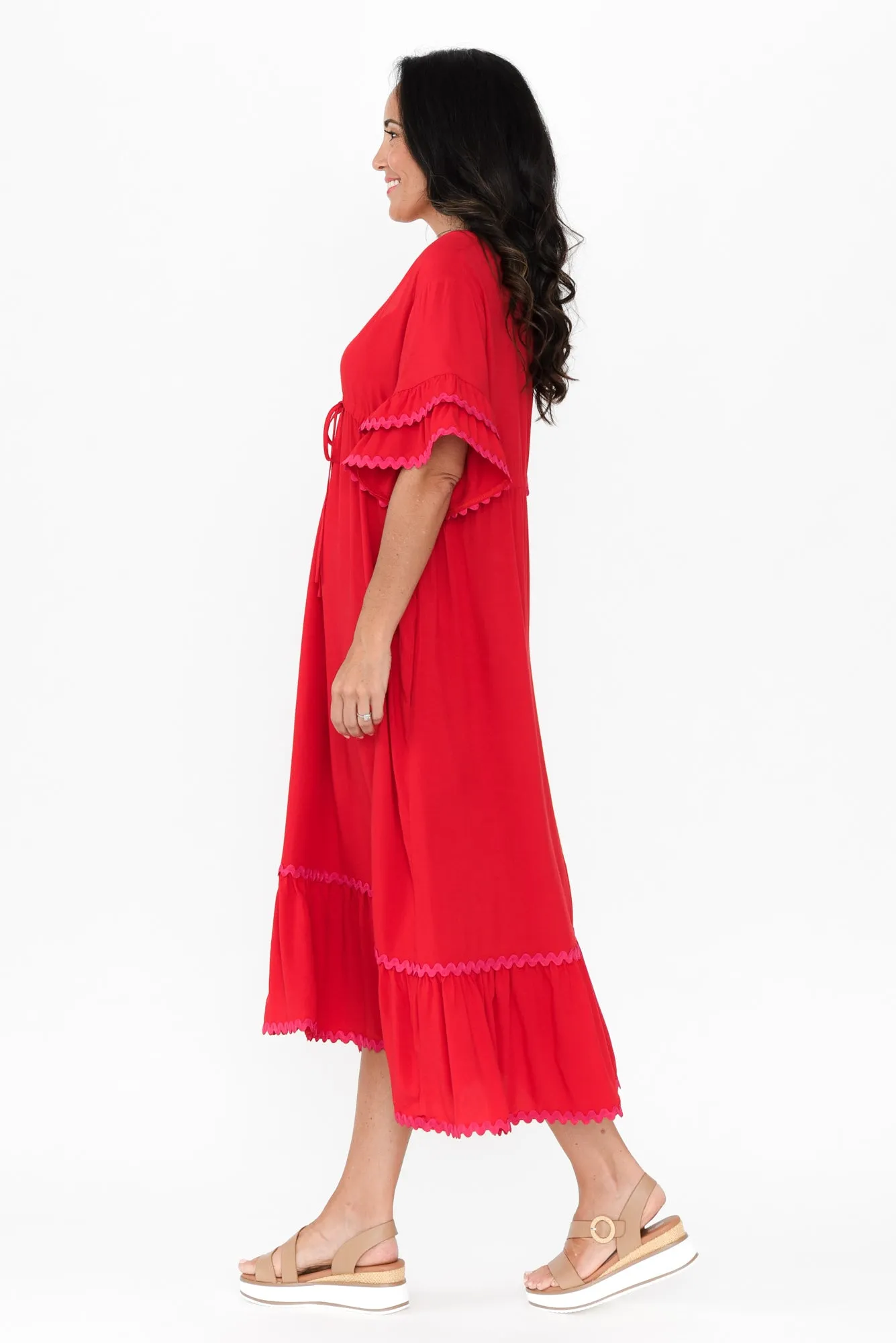 Rosemarie Red Frill Dress