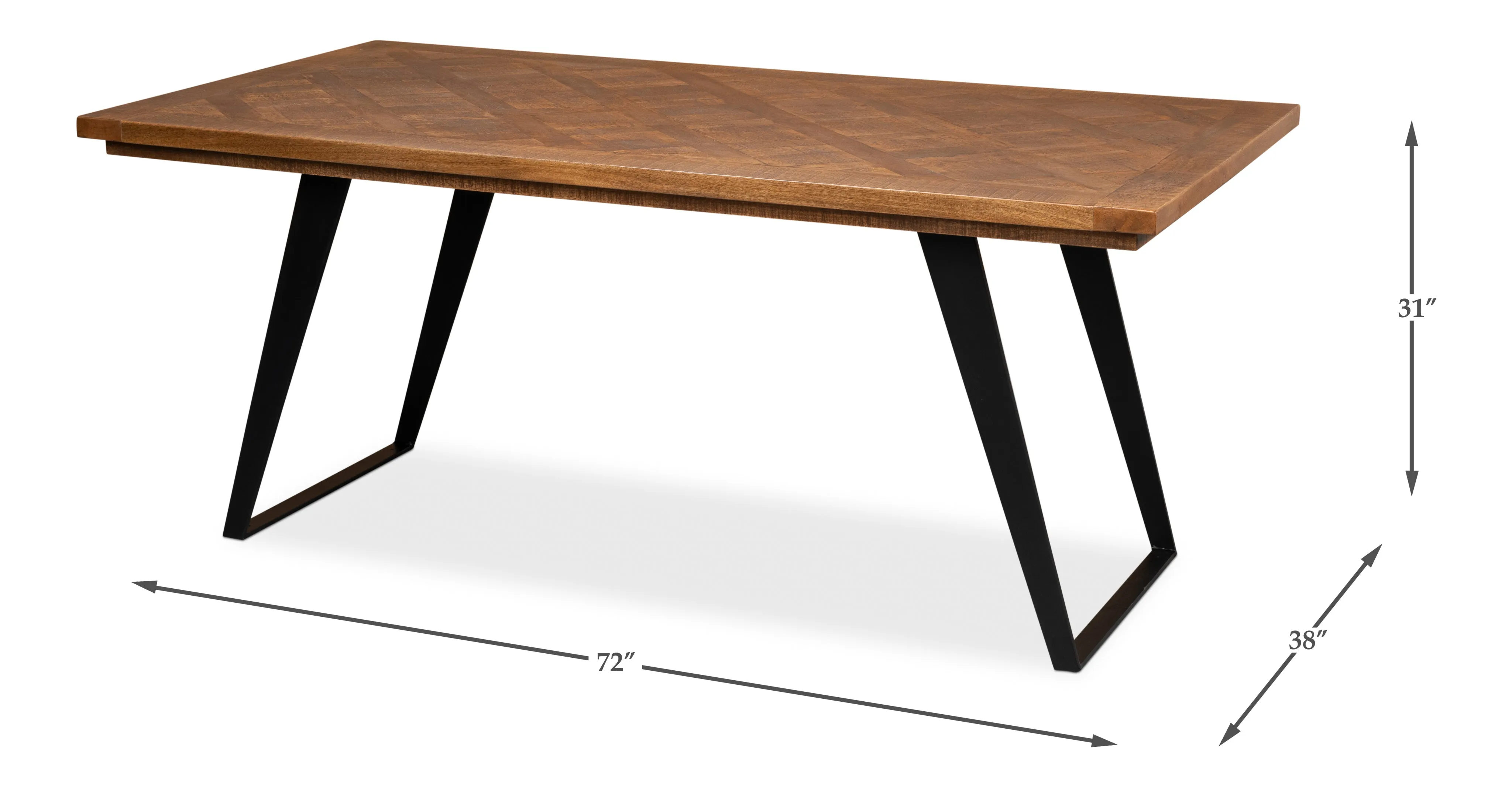 Sarreid - Paige Parquet Top Dining Table - Brown - Eclectic