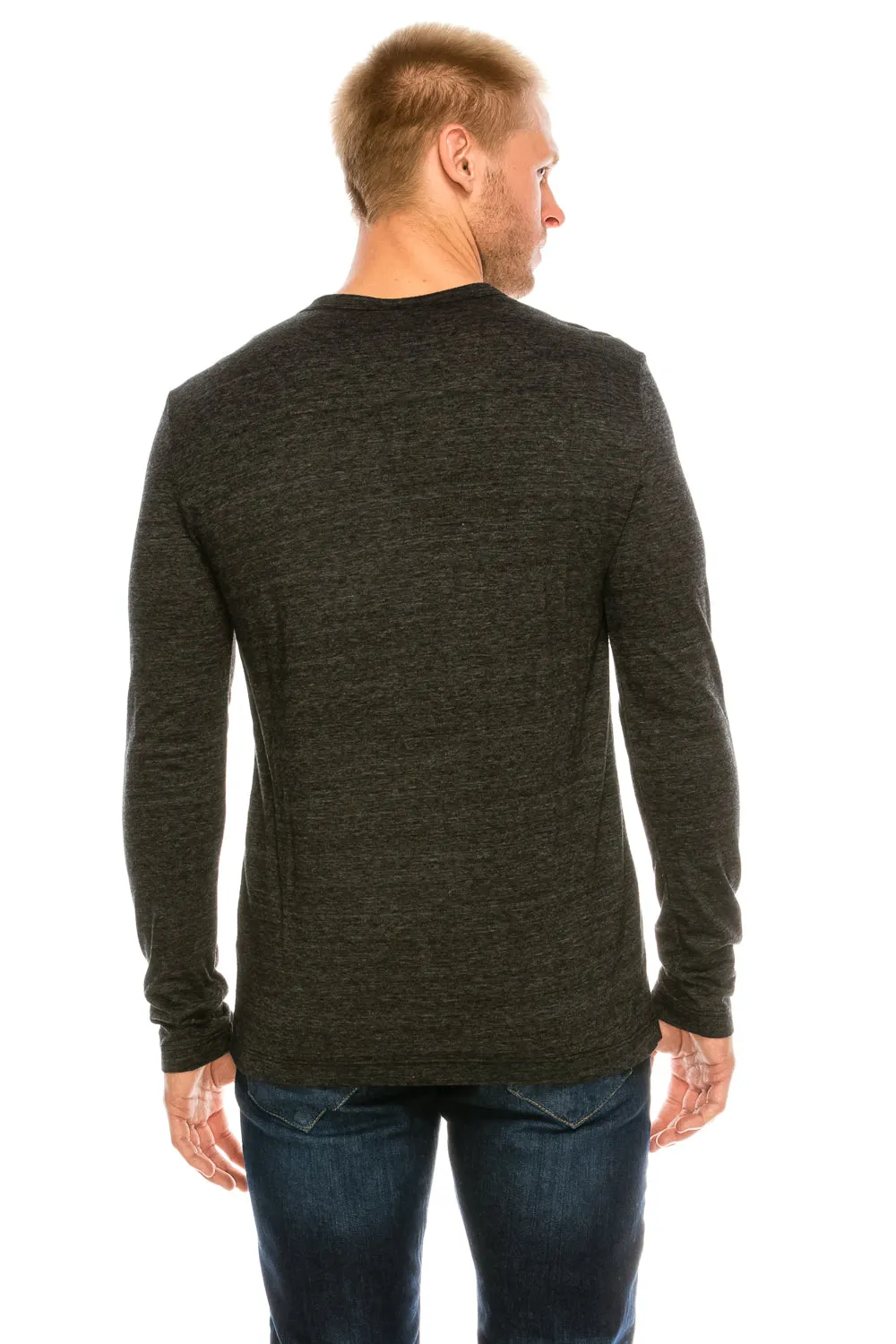 Tri-Blend Long Sleeve Crew Neck T-Shirt & Binded Neckline