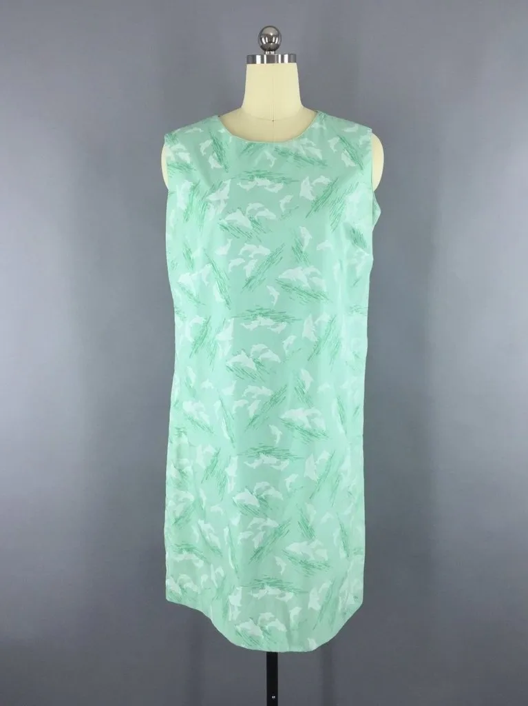 Vintage Dolphin Print Summer Dress