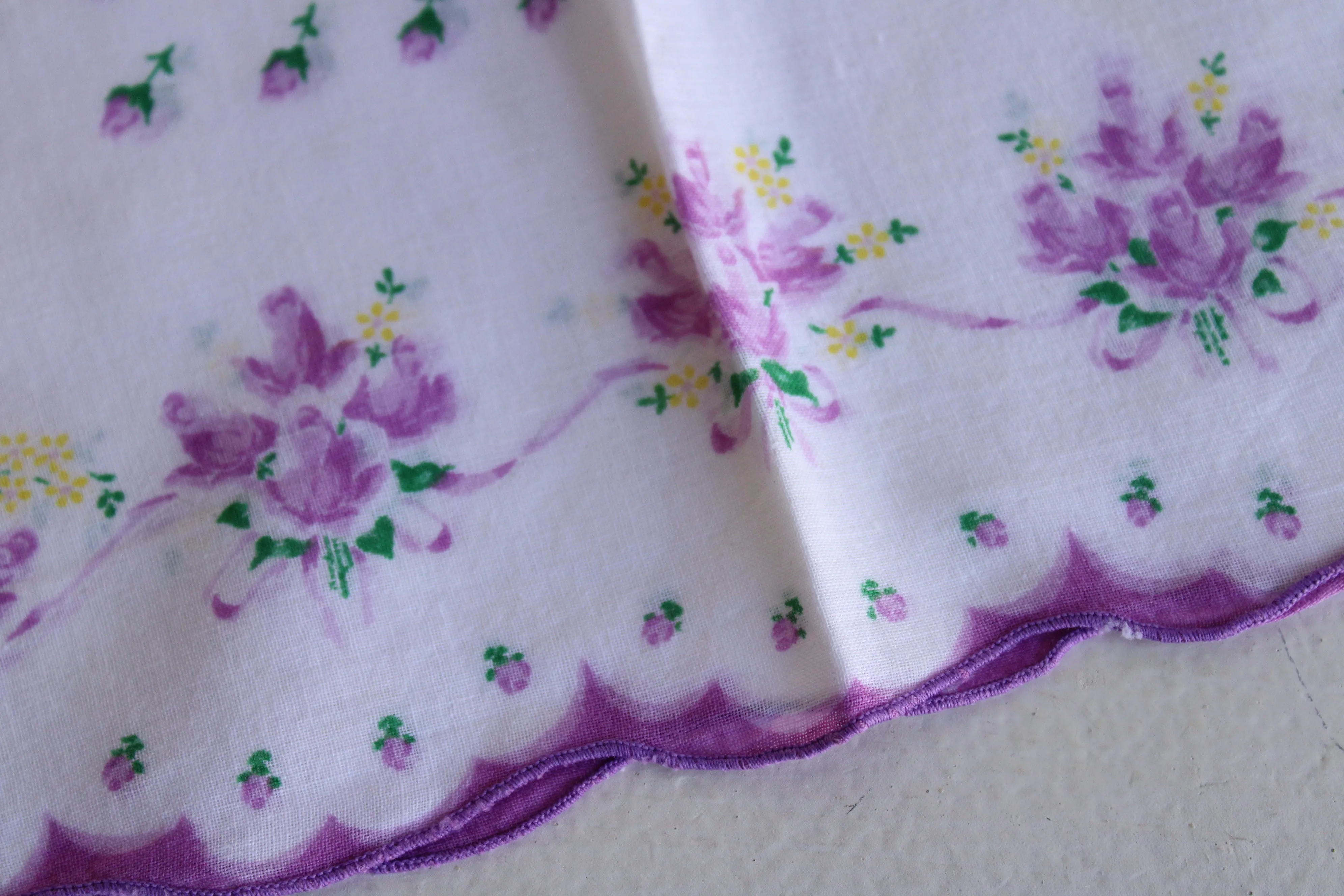 Vintage Purple Roses Handkerchief