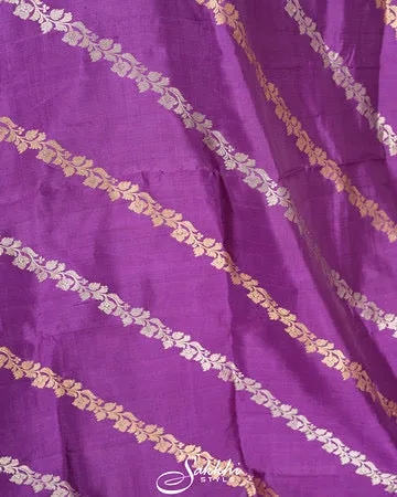 Violet banarasi saree with stitched blouse