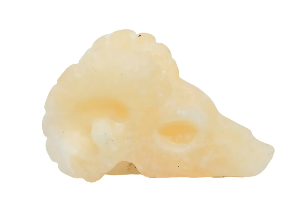 Yellow Calcite Crystal Small Ram's Head Carving