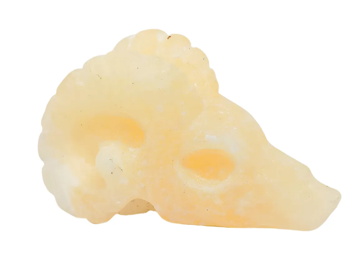 Yellow Calcite Crystal Small Ram's Head Carving