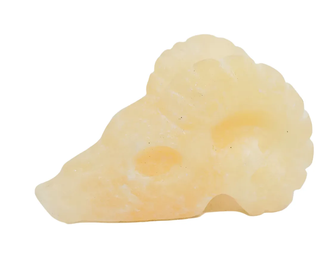 Yellow Calcite Crystal Small Ram's Head Carving