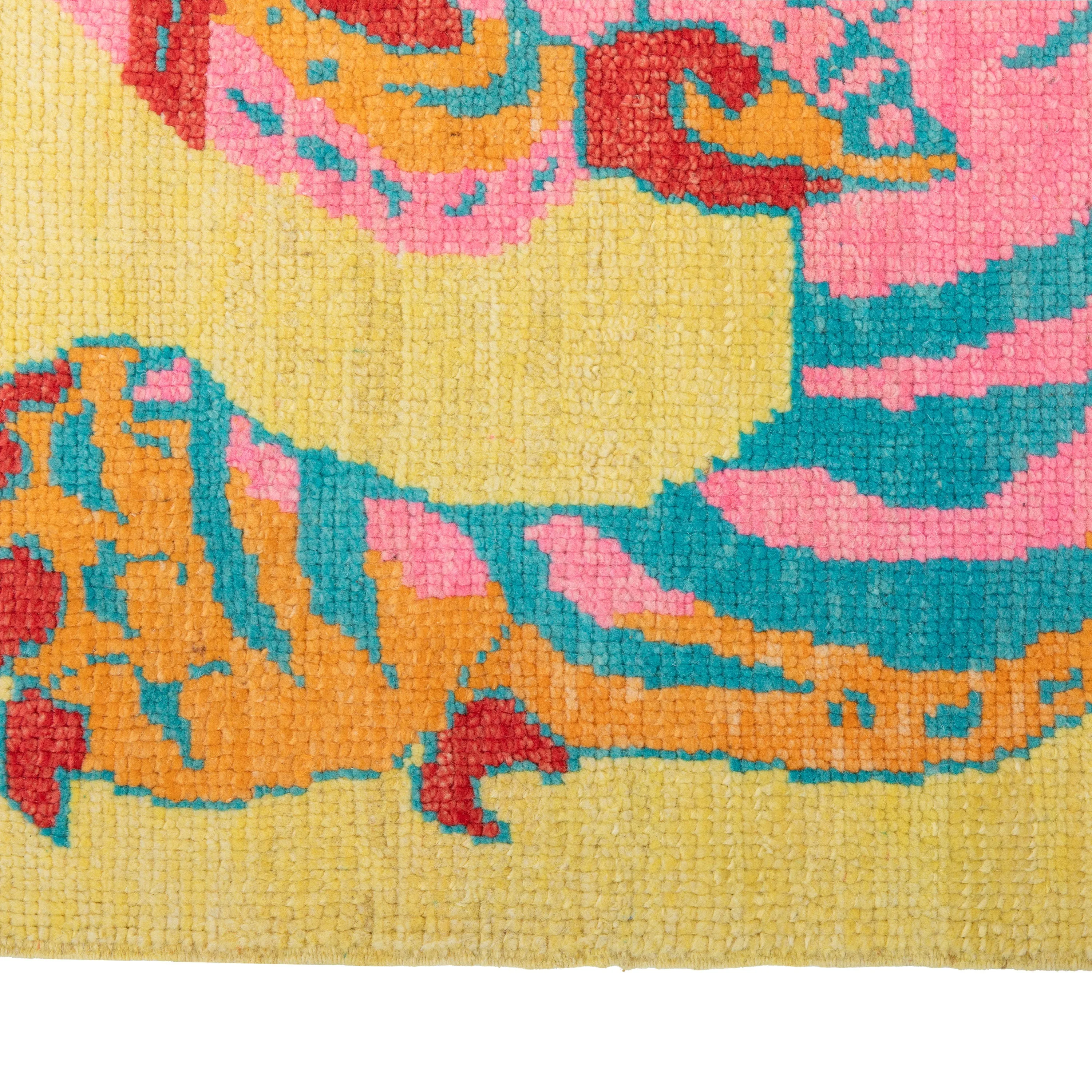 Yellow Contemporary Tiger Wool Rug - 4'1" x 6'4"